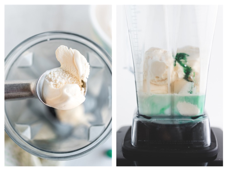 Shamrock Shake Vanilla Ice Cream in Blender