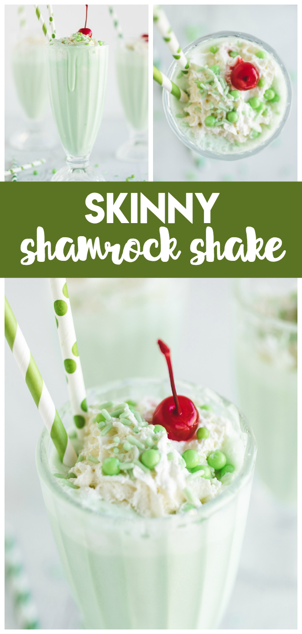 Skinny Shamrock Shake: a yummy shamrock shake that is lower in calorie but still filled with a delicious creamy mint flavor!