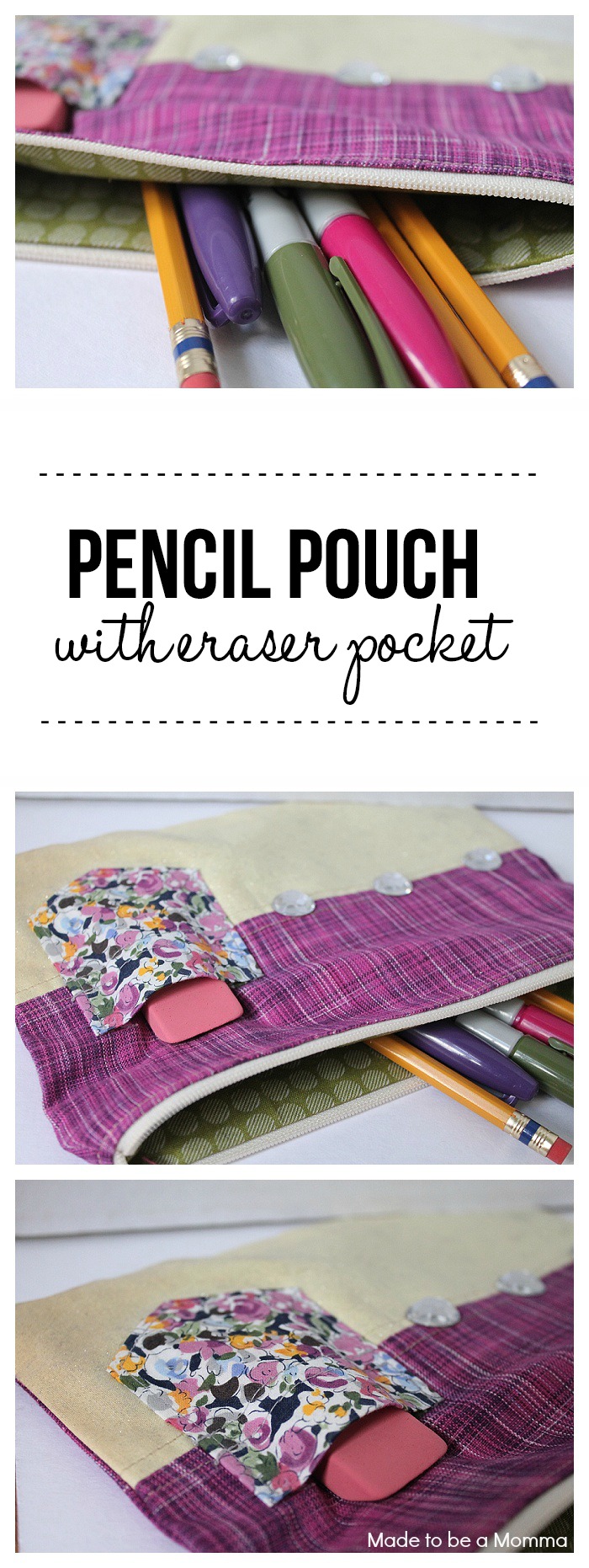 Pencil Pouch with Eraser Pocket