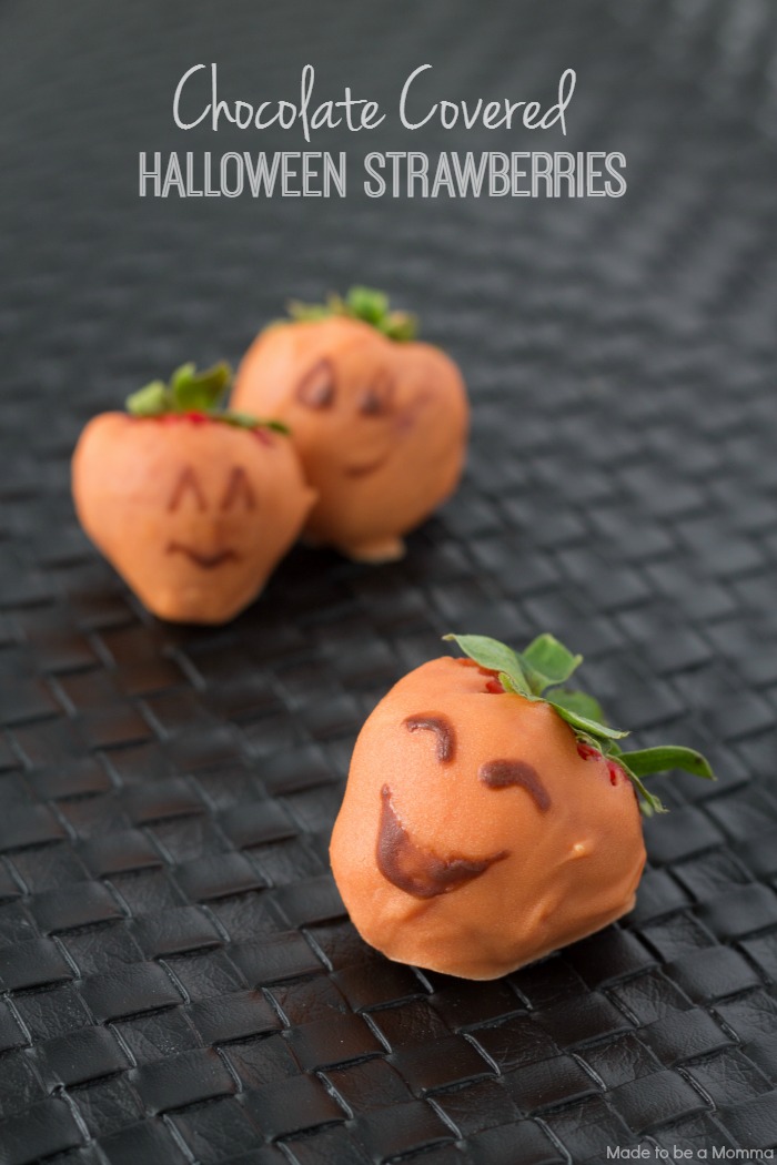 Have fun with your kids in the kitchen with these Halloween friendly chocolate covered strawberries!