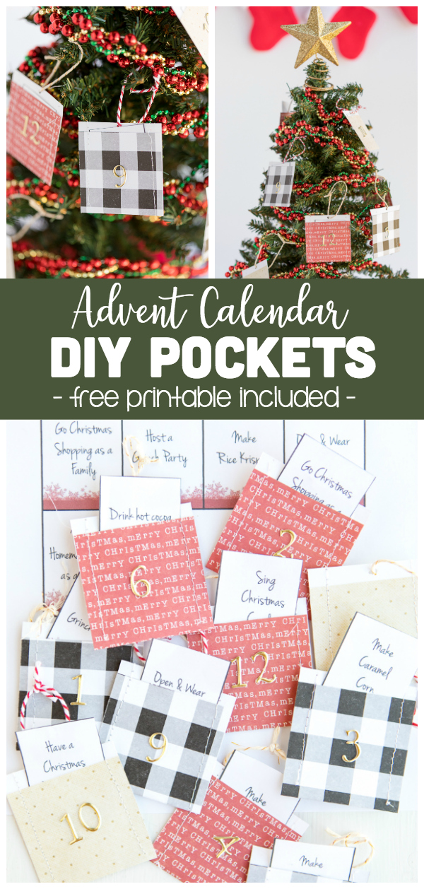 Advent Calendar Pockets with Free Printable: a fun diy advent calendar the kids will enjoy every winter season!  Grab the printable with 25 ideas to enjoy this holiday season! It's such a fun way to countdown to Christmas!