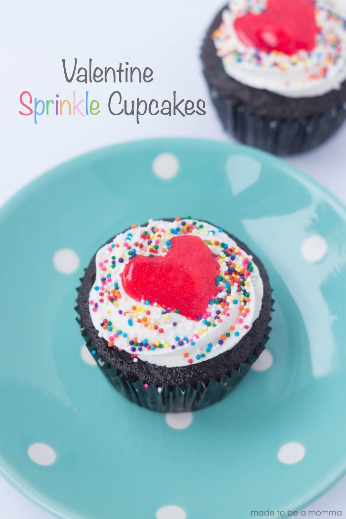 Valentine Sprinkle Cupcakes