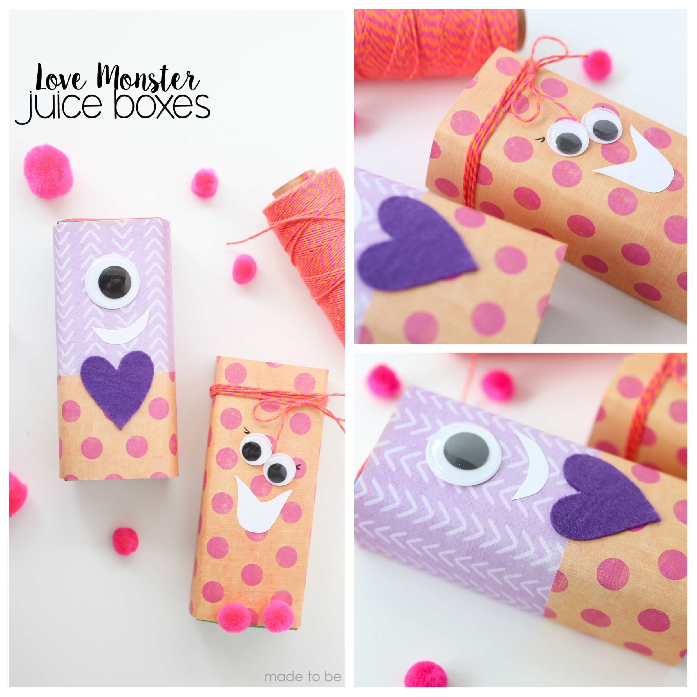 Love Monster Juice Boxes are a fun valentine activity for the kids to do at home or at school.