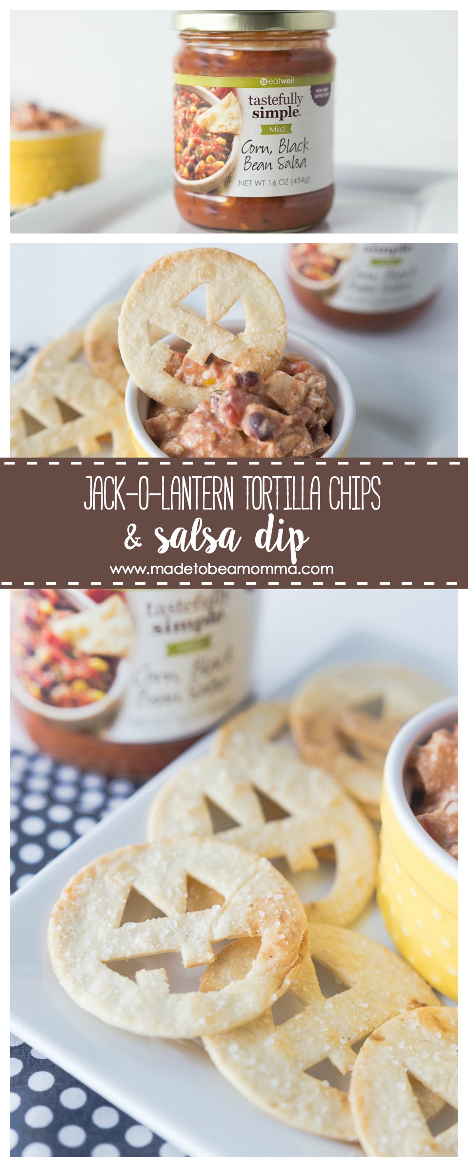 Jack-O-Lantern Tortilla Chips & Salsa Dip: a delicious treat that is perfect for family night or a fun halloween party! www.madetobeamomma.com