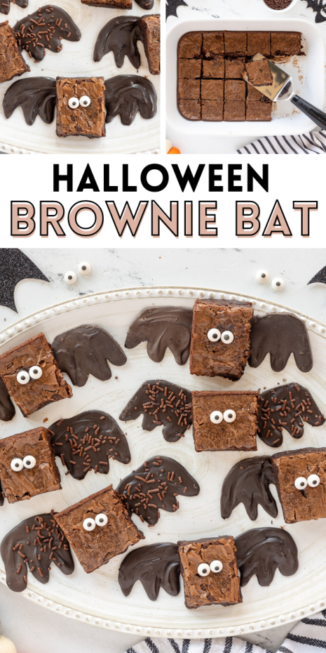 These Halloween Brownie Bats are a delicious Halloween treat the kids will love! Brownie Mix, googly eyes and sprinkles make them a boo-tastic treat