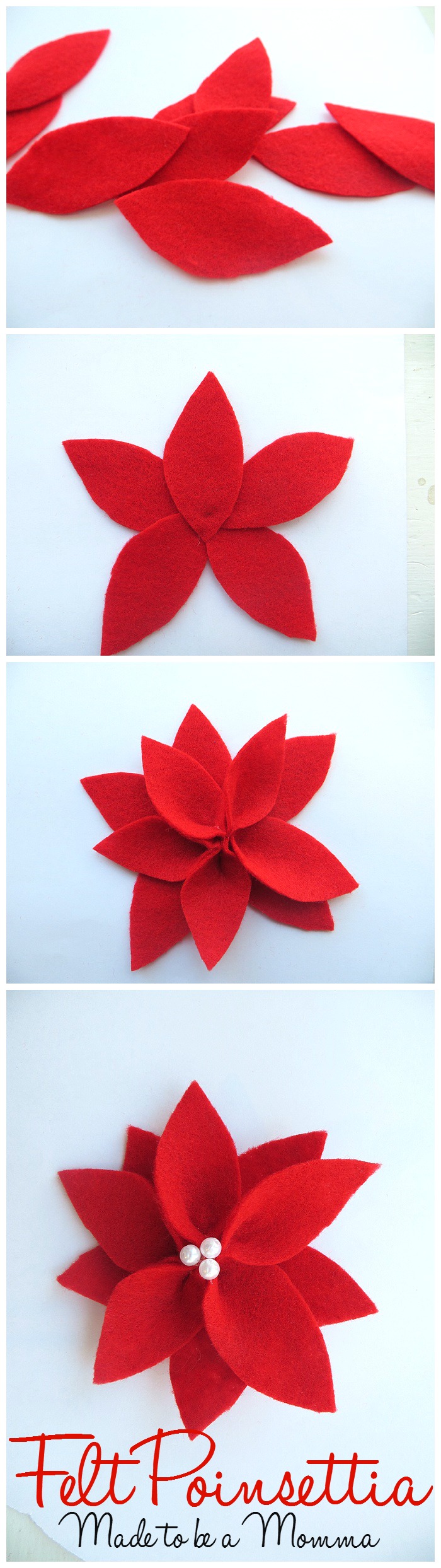 This Felt Poinsettia is such a fun holiday craft! You only need a few simple supplies. It's perfect for ornaments, gift tags and more!