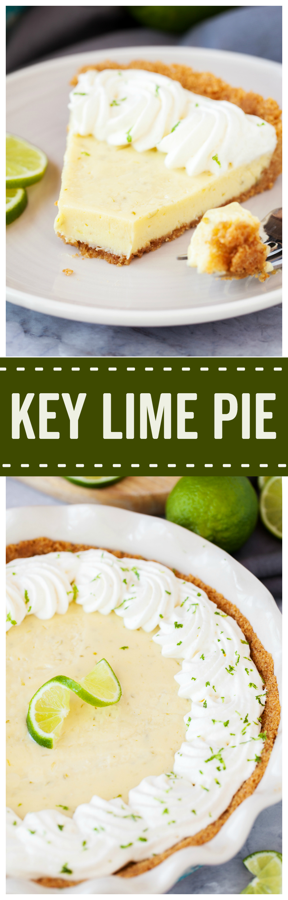 Key Lime Pie: a perfect combination of tart and sweet!  The homemade graham cracker crust is simple and delicious! The perfect springtime pie!