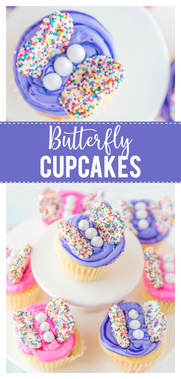 Butterfly Cupcakes Pink and Purple Icing