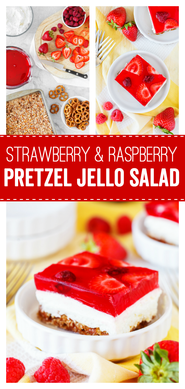 Strawberry & Raspberry Pretzel Jello Salad