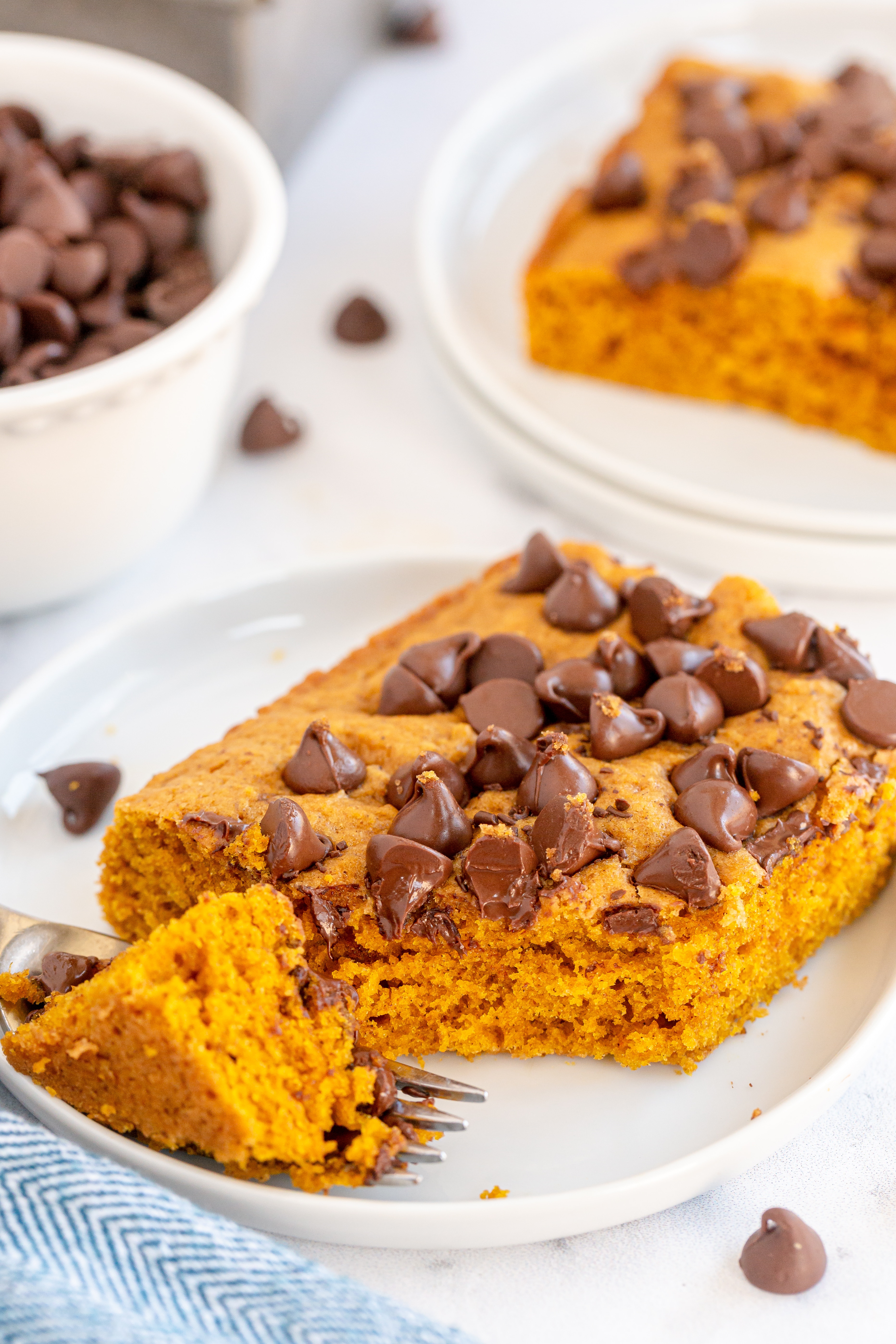 Pumpkin Chocolate Chip Bars with Forkful