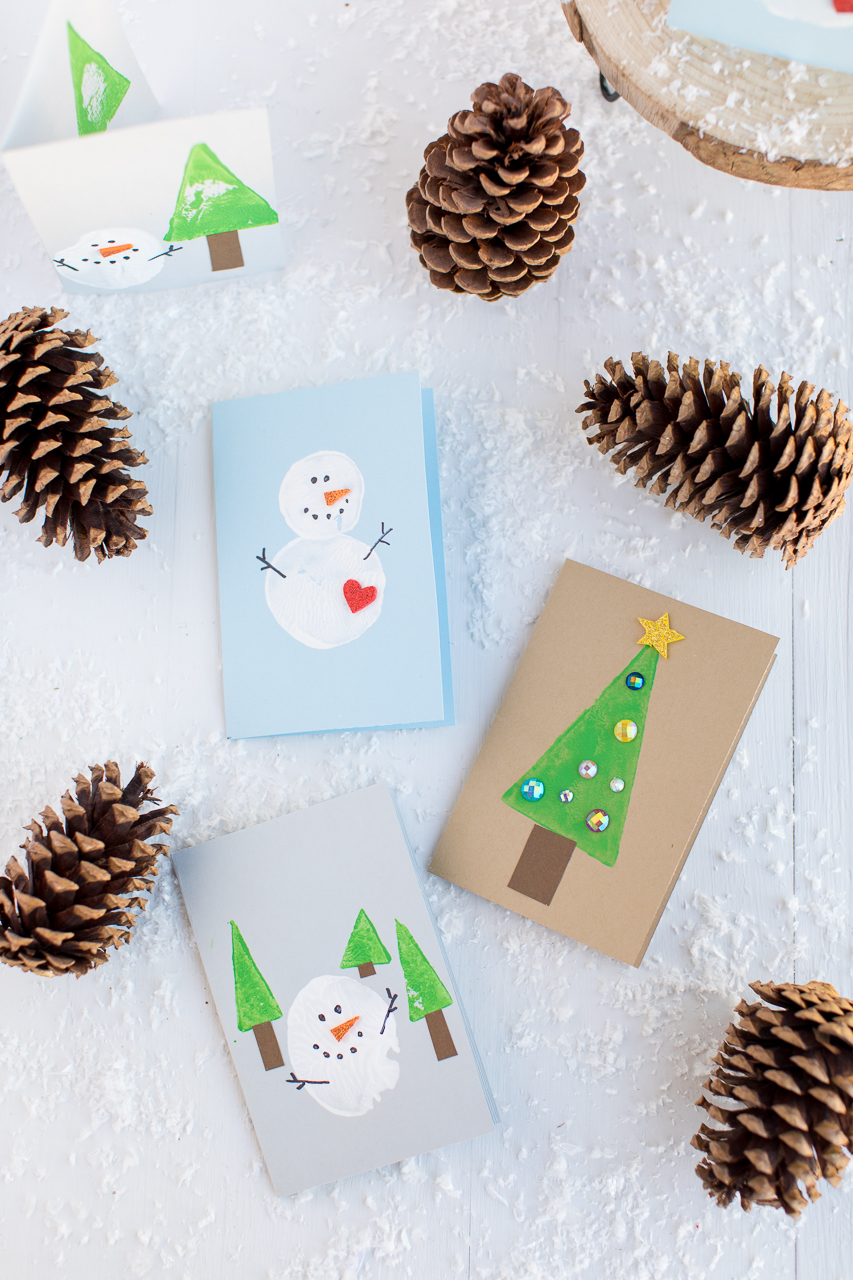 Potato Stamped Snowman Cards
