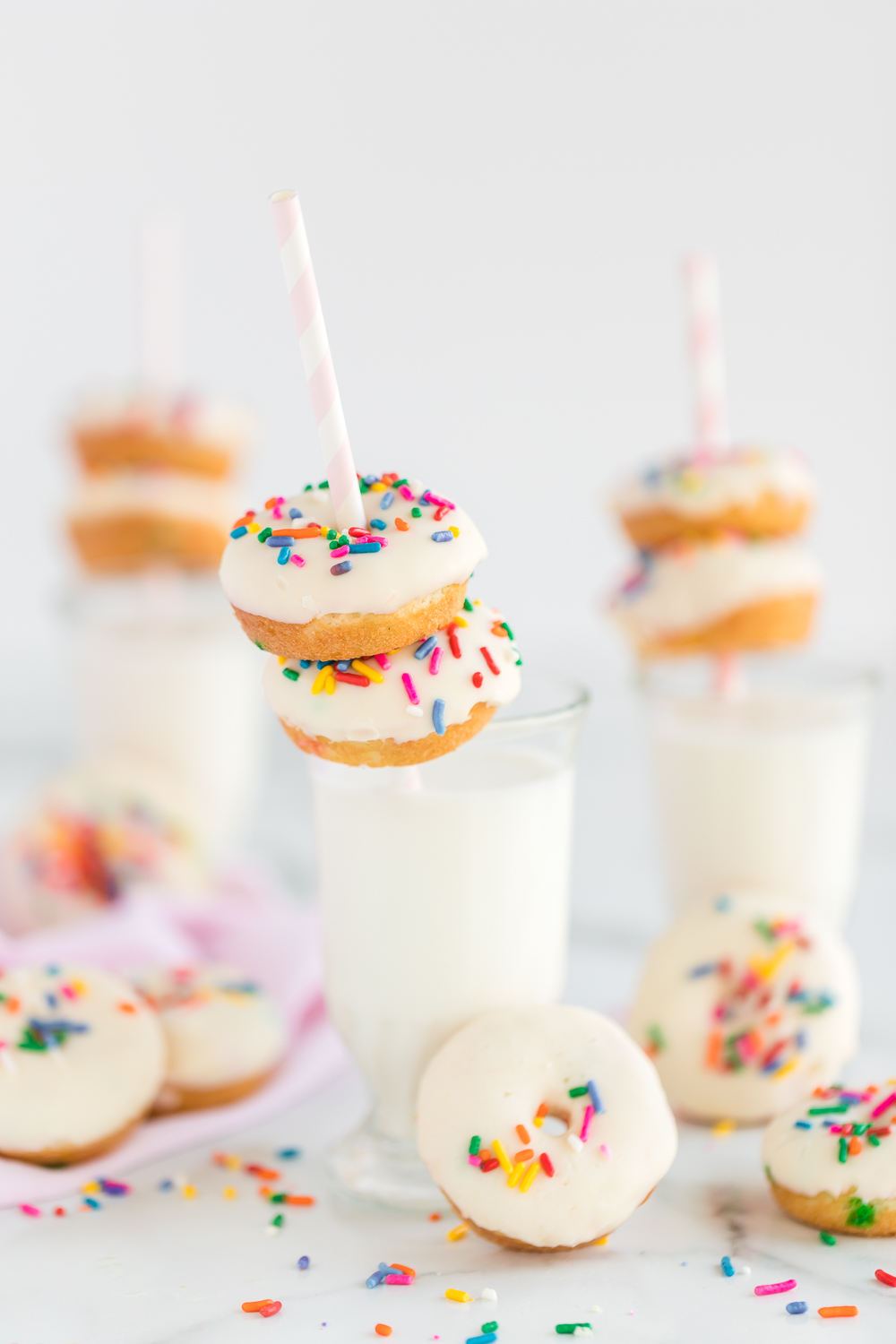 mini funfetti cake mix donuts with milk