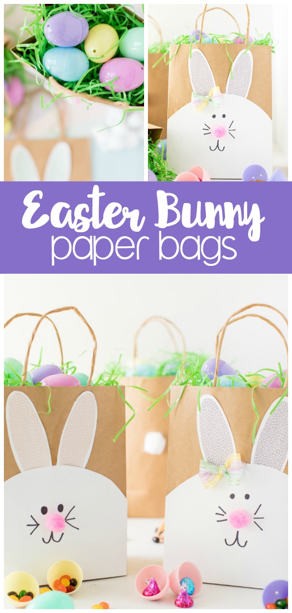 Easter Bunny Paper Bags: a fun Easter bunny craft that the kids will love to make and use for all their Easter Egg Hunts. 