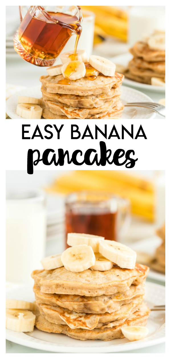 Easy Banana Pancakes a delicious fluffy banana pancake recipe that is so flavorful and perfect for breakfast when topped with syrup and fresh banana slices. 