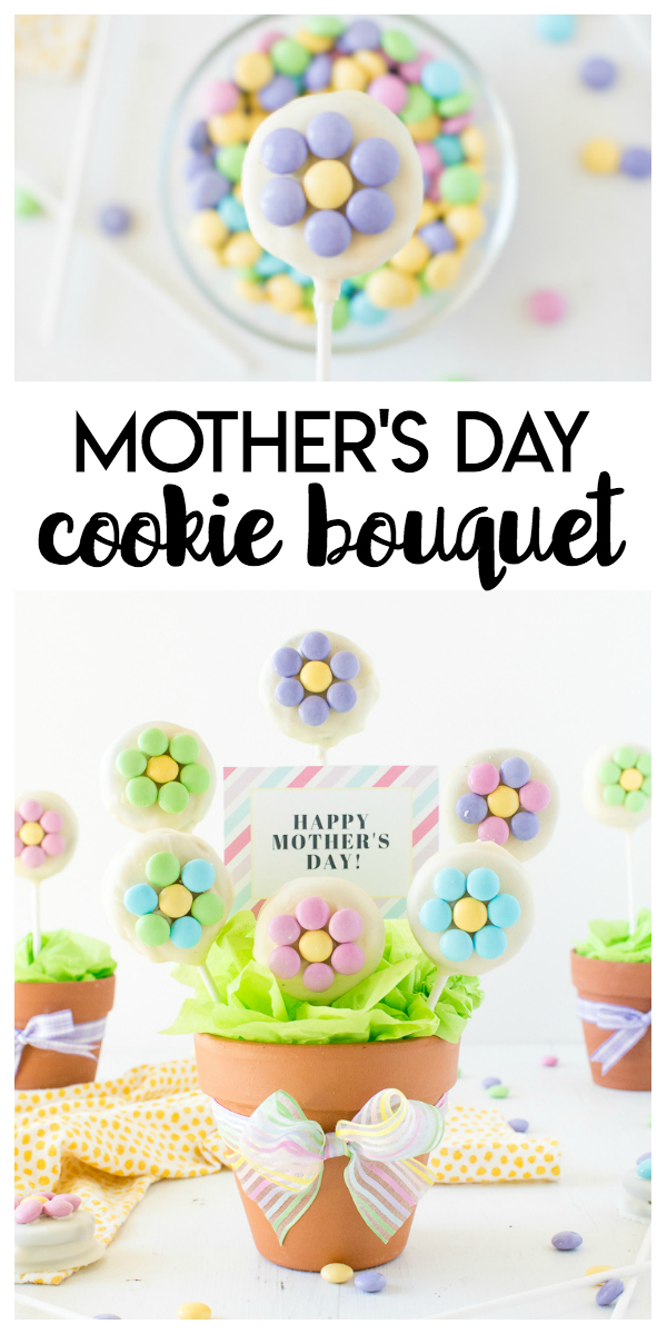 Mother's Day Cookie Bouquet: a simple and fun gift idea that is perfect for Mothers Day! Grab the free printable to add a special note to your mother's day cookies. 