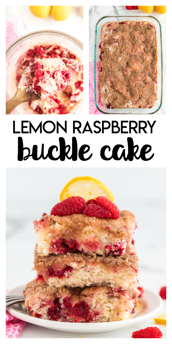 Lemon Raspberry Buckle Cake is a delicious and flavorful berry filled cake that is topped with a yummy crumb topping.  Great served for breakfast or with a scoop of vanilla ice cream for dessert.