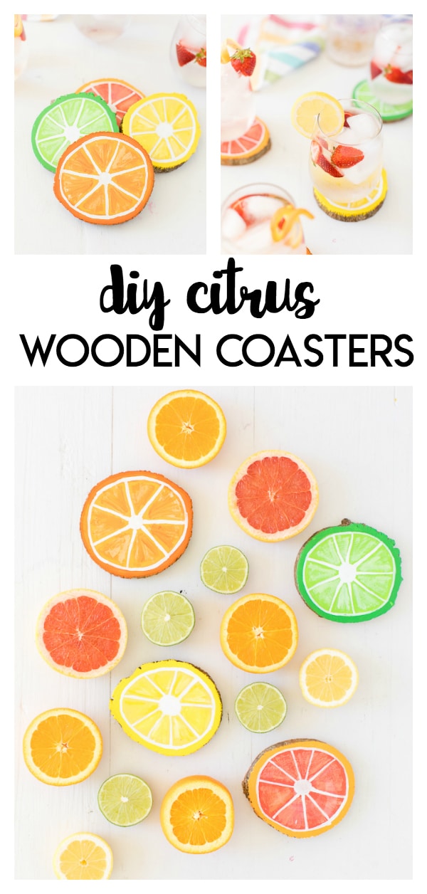 Citrus Wooden Coasters: a fun and easy DIY wooden coaster craft! The citrus designs are perfect for summertime. 