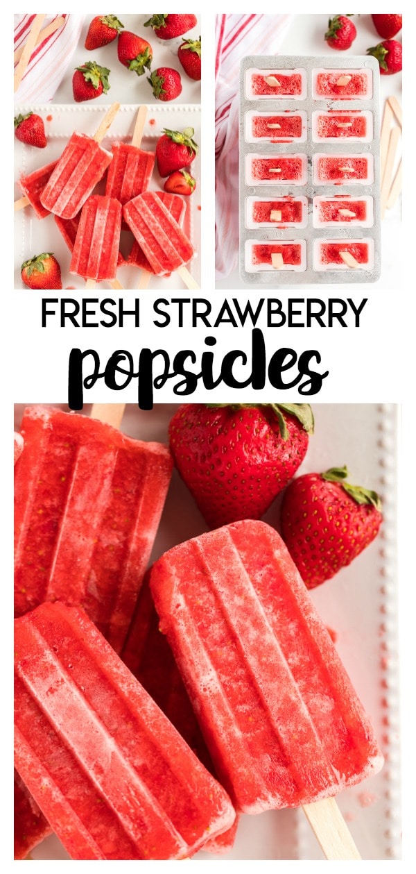 Homemade Strawberry Popsicles are a delicious frozen popsicle treat made with three simple ingredients; strawberries, water, and sugar. 
