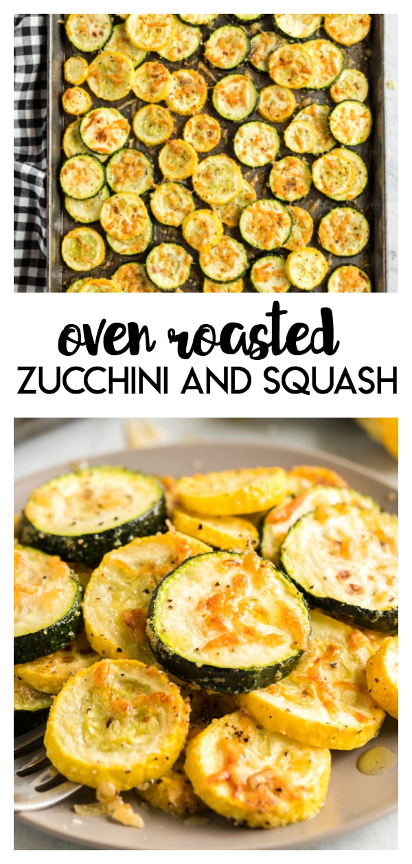 Oven Roasted Zucchini and Squash: a delicious and easy way to serve up some summer produce.  Sprinkled with a touch of seasoning on a bit of parmesan cheese these make a great summer side dish. 