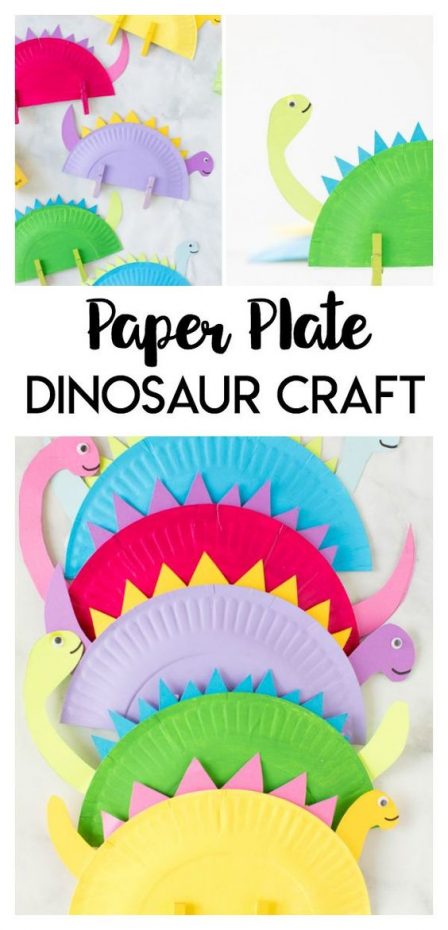 Paper Plate Dinosaur Collage and Pinterest Text