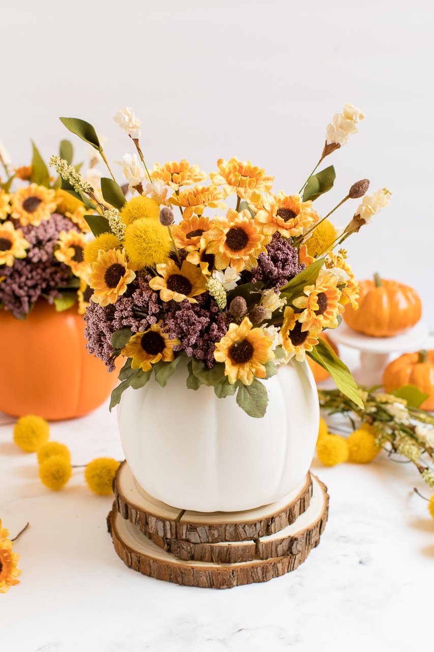 Pumpkin Vase with floral sprigs
