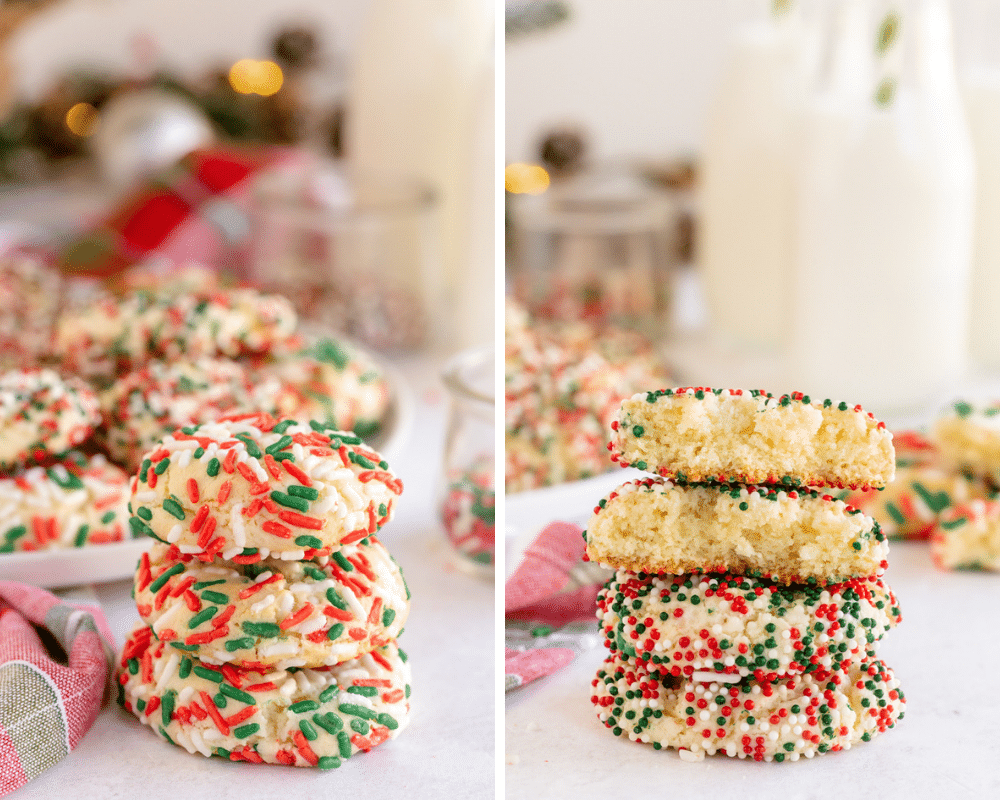 cookies with rainbow jimmie sprinkles and non parelis sprinkles