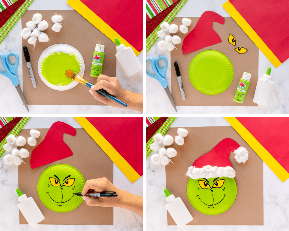 how to make grinch paper plate