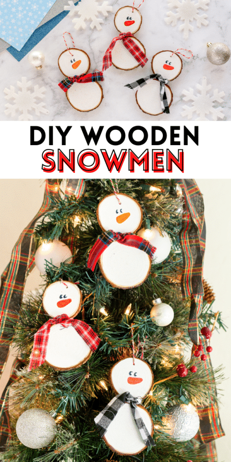 Wooden Snowmen Pinterest Image