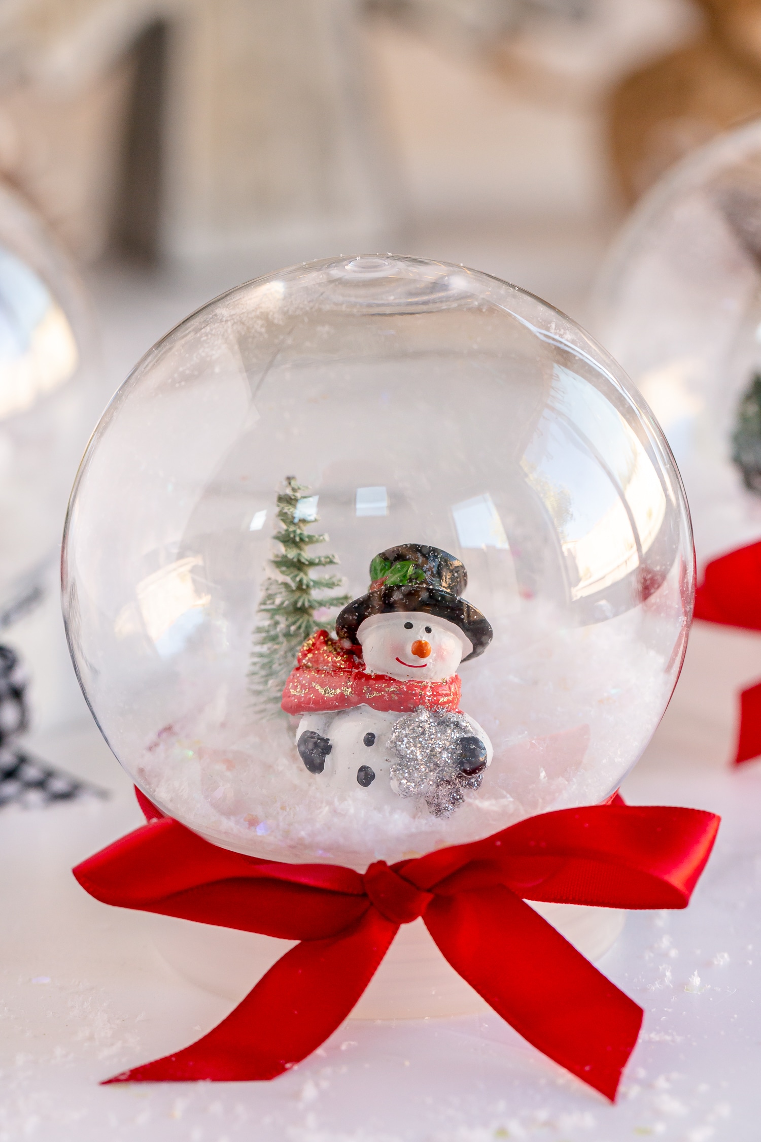 DIY Snow Globe with tree and snowman