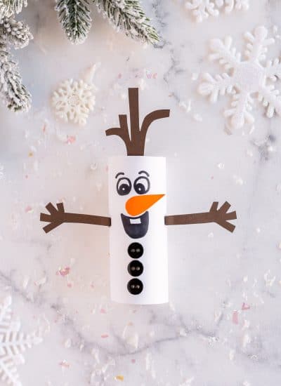 Enjoy a snow theme craft with this cute Toilet Paper Roll Olaf! It's so easy to make, and your kids will love the Frozen theme!