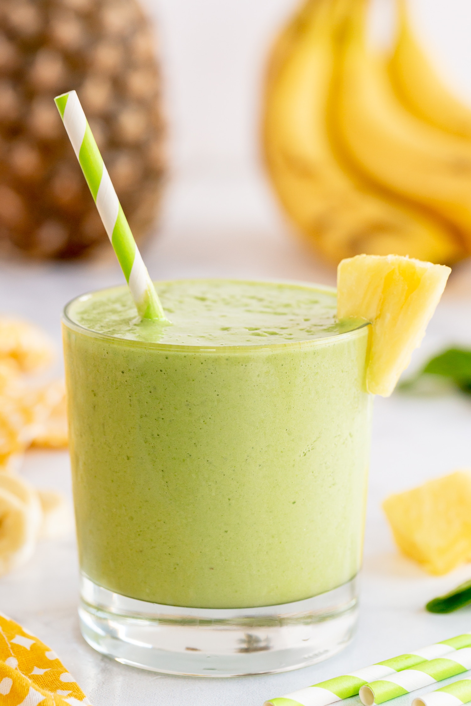 Pineapple Green Smoothies on counter