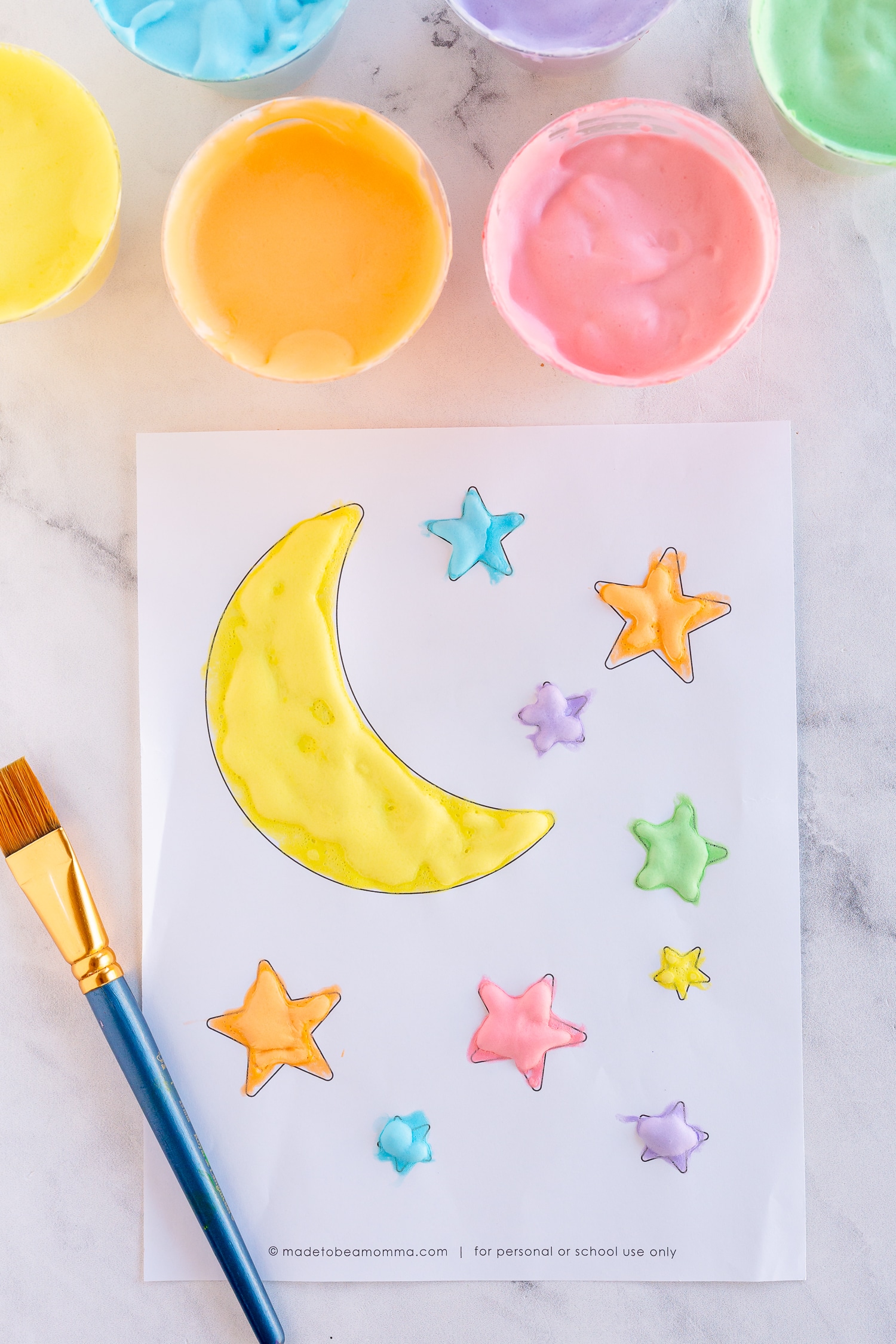 Puffy Paint Moon & Stars Printable Template