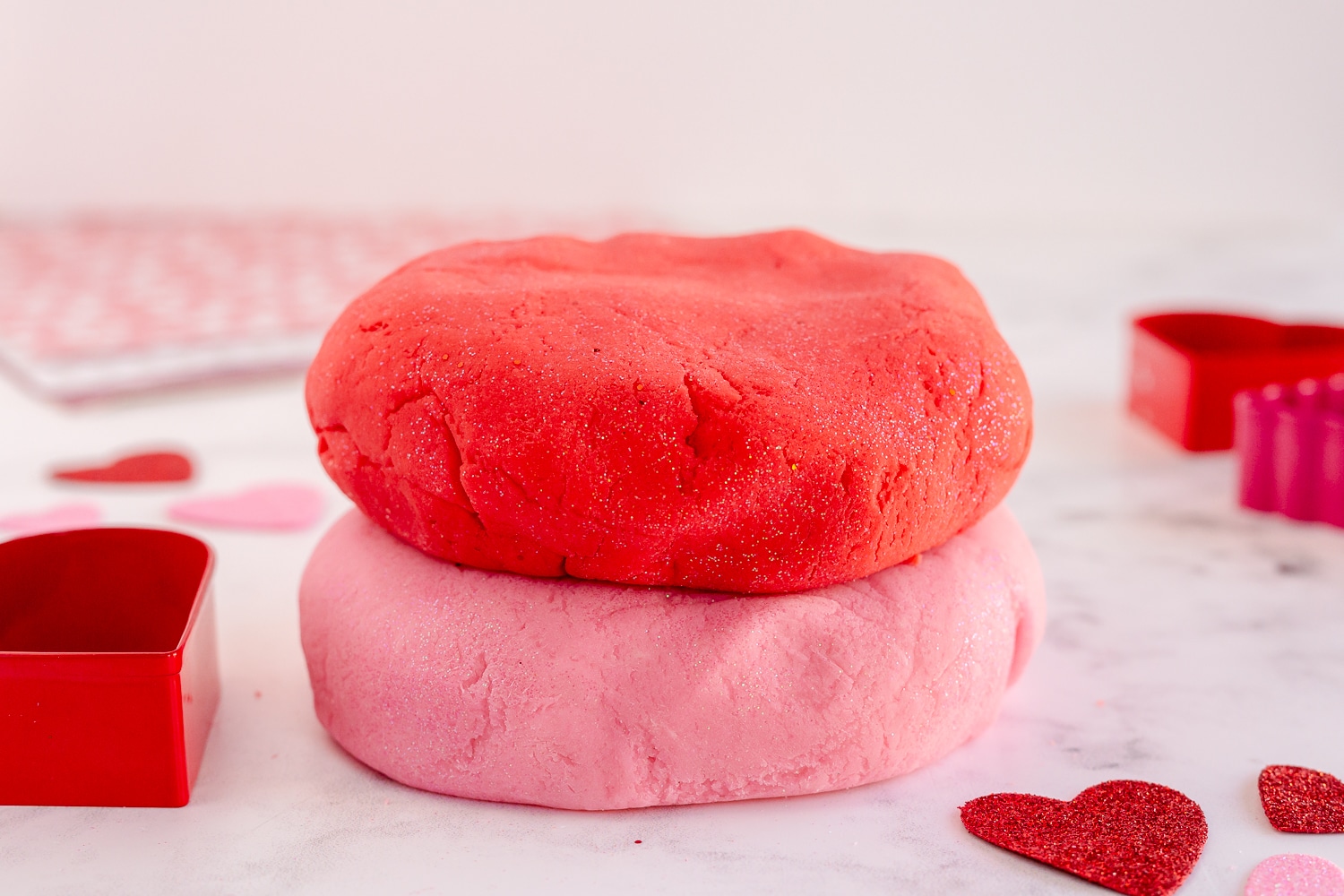strawberry playdough - red and pink