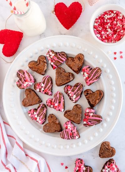 Turn a delicious homemade or store-bought brownie mix into bite-sized heart shapes perfect for the Valentine's Day holiday!