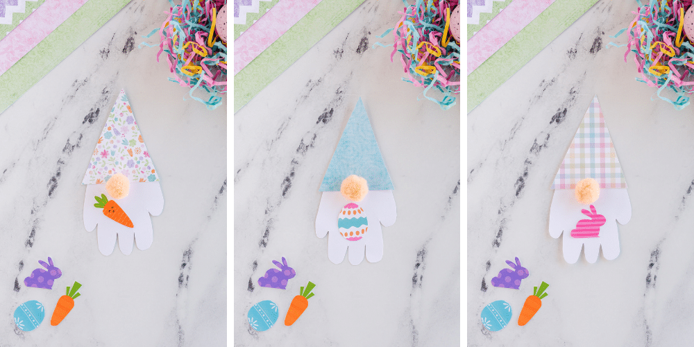 handprint Easter gnome in individual colllage