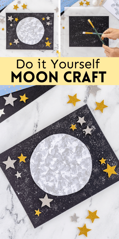 This is a fun moon craft you can use with kids in the classroom or as a fun activity at home. Use it with a study on the moon or learning about astronauts.