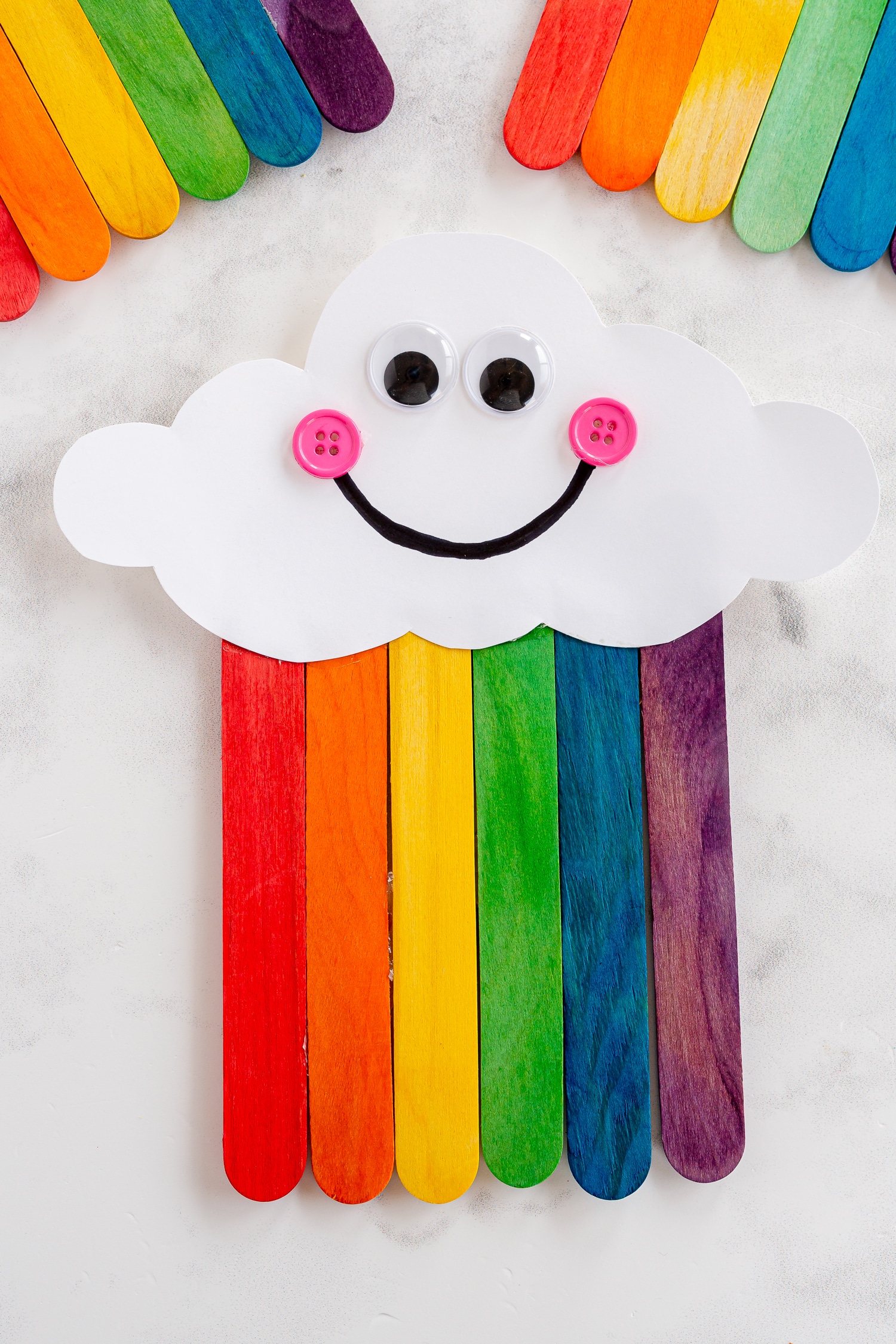 Rainbow Popsicle Stick Craft on Table