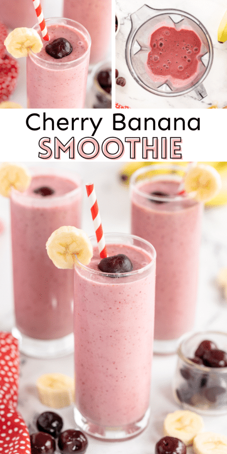 An amazing cherry banana smoothie you will enjoy as a breakfast treat or mid-day snack. Kids and adults will love it.