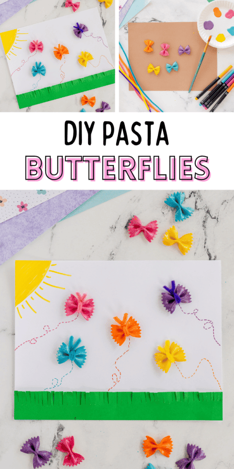 These pasta butterflies are such a fun activity to complete with your kids this spring and summer as you learn about life cycles.