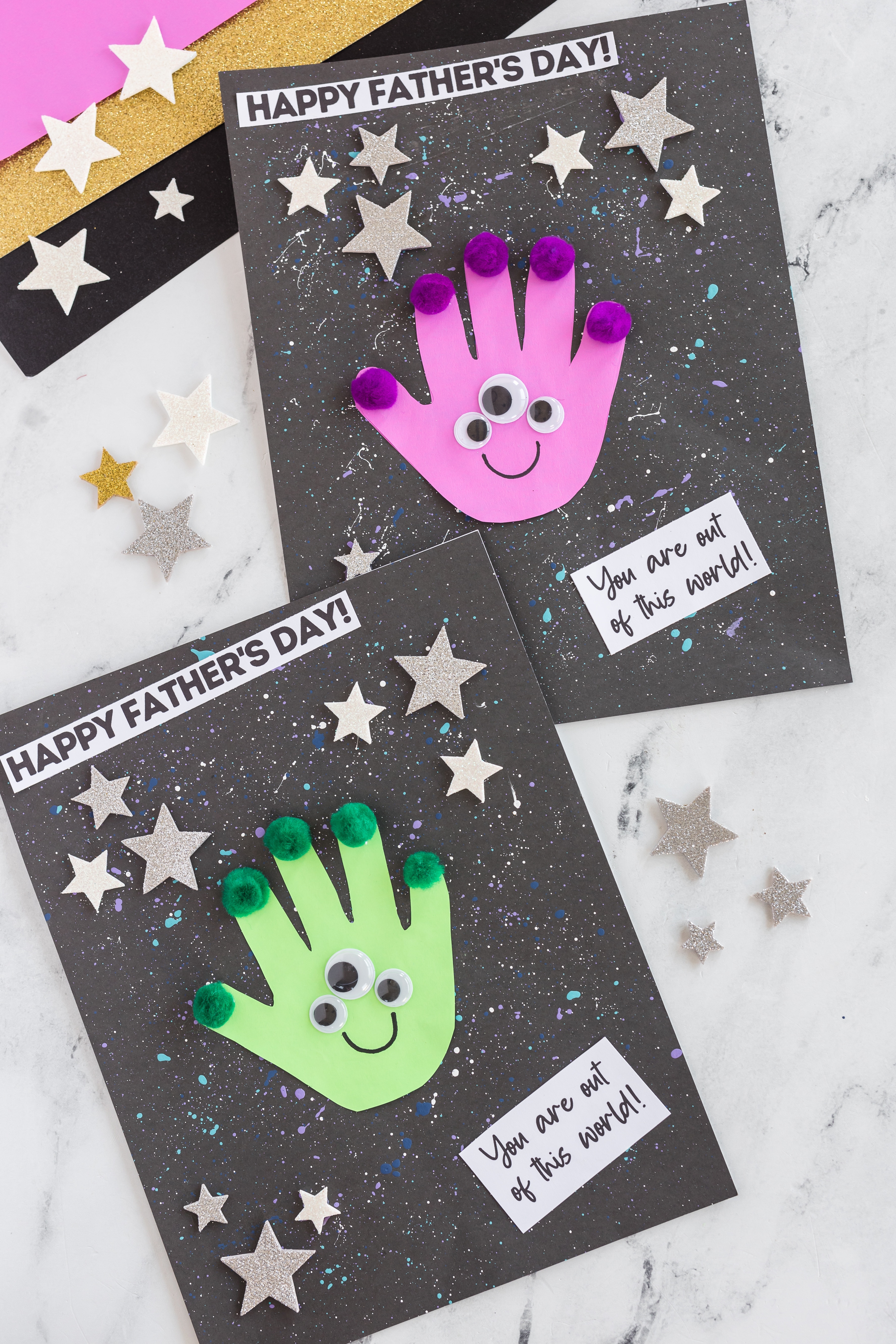 Handprint Alien Craft - Father's Day Craft in purple and green