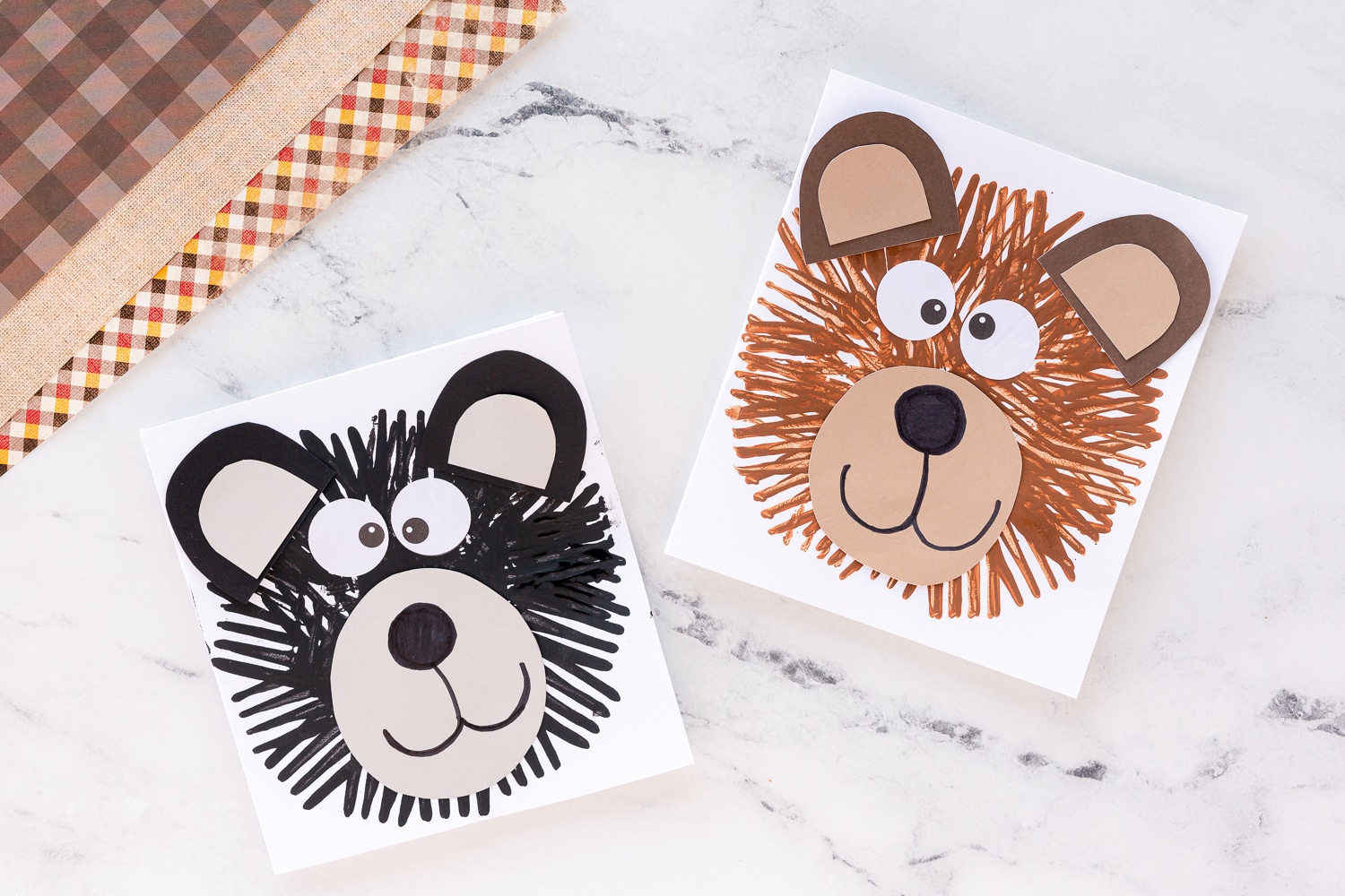 fork painted bear cards on counter