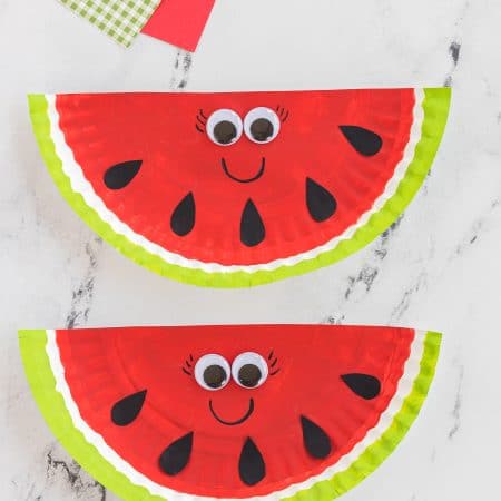 This Paper Plate Watermelon Craft is a fun fruity summer activity the kids will enjoy making!