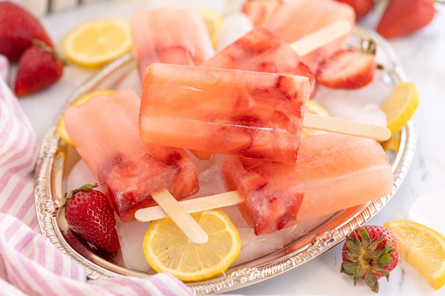 strawberry chunks in strawberry popsicle