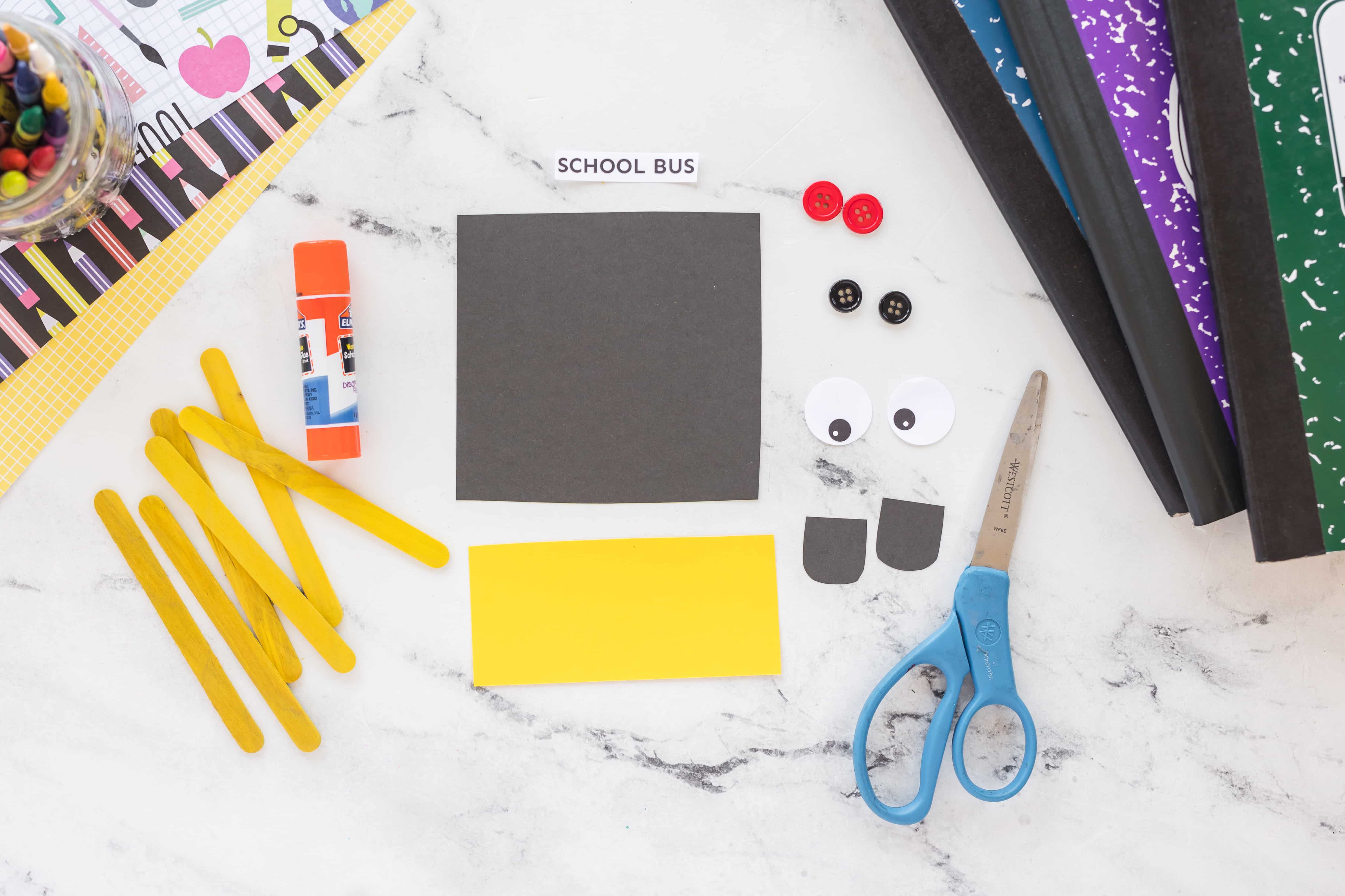 Back to school bus craft supplies
