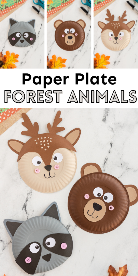 Use these forest paper plate animals to learn about deer, bears, and raccoons, practice fine motor skills, and read fun forest stories.