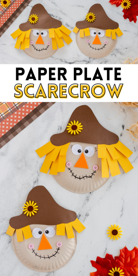 An adorable paper plate scarecrow craft that kids of all ages will love to make to celebrate the Fall season!
