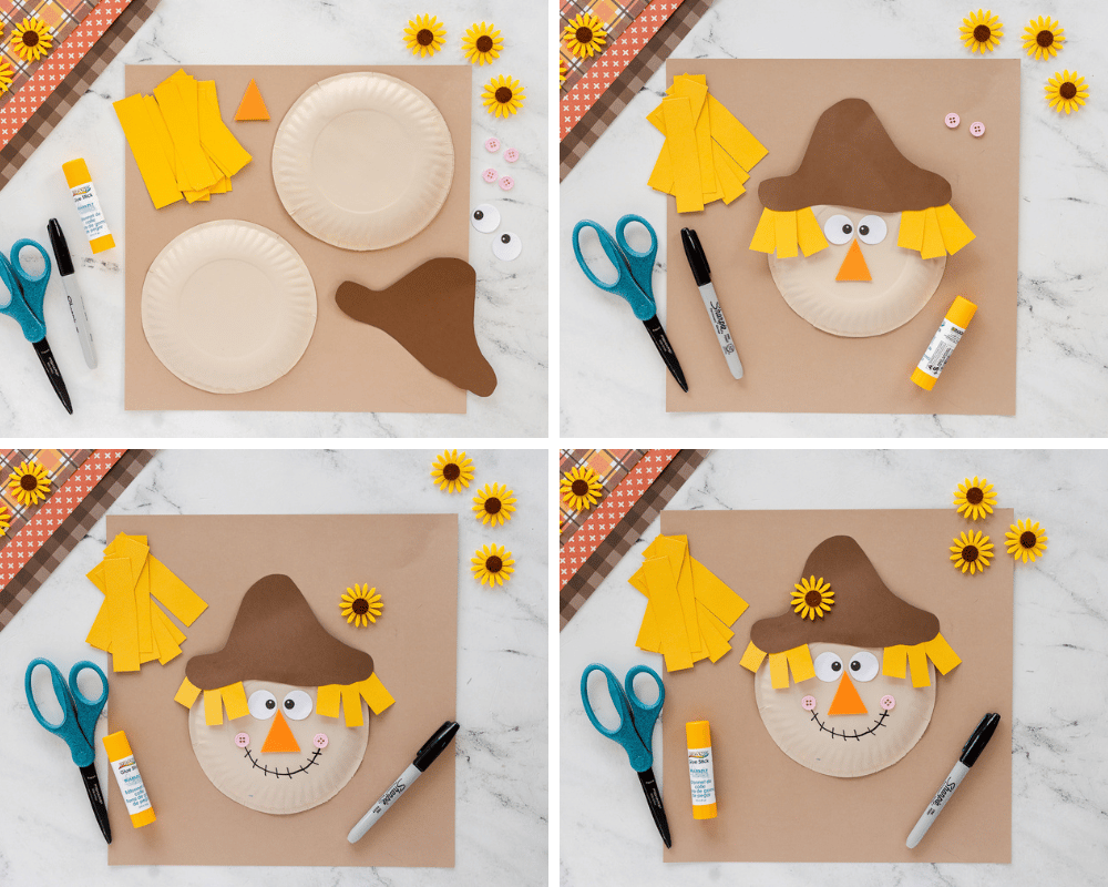 Paper Plate Scarecrow process