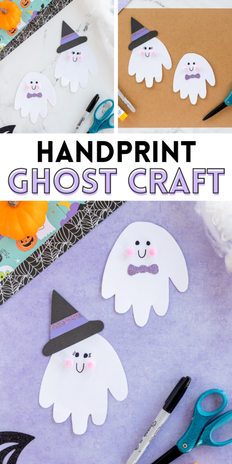 A simple and fun handprint ghost to create with your kids for Halloween both in the classroom and at home.