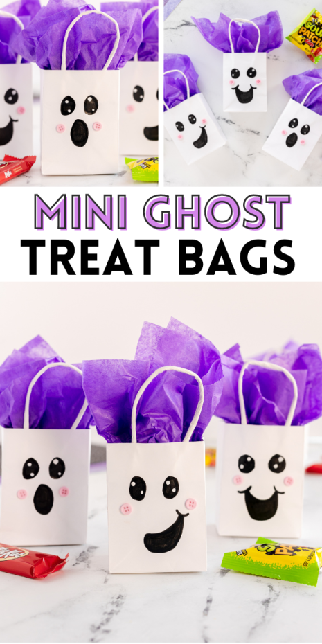 These cute Mini Ghost Treat Bags are great for trick-or-treaters, halloween parties, family get togethers and more!