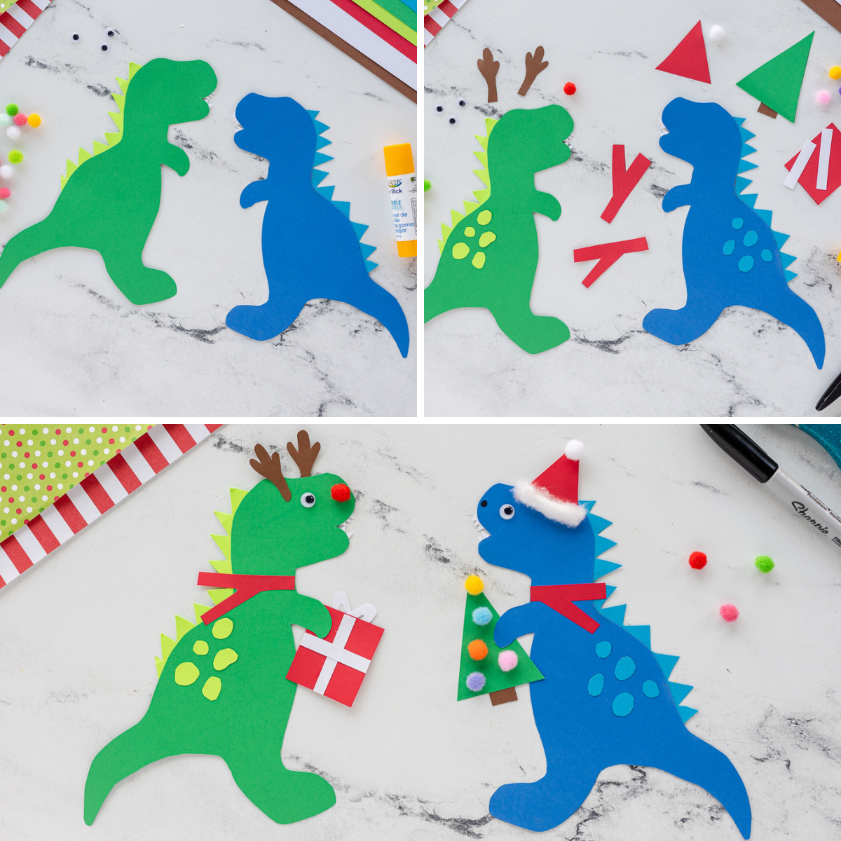how to make christmas dinosaur collage